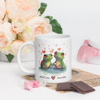 Personalized Lovers Mug Custom Valentines Day Frog Couple Mug Gift for Couples Gift Idea for Him and Her Cute Custom Name Anniversary Gift - Everything Pixel