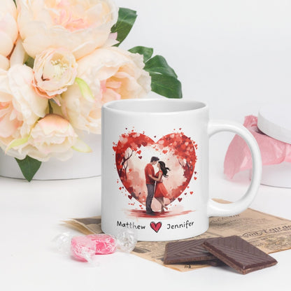 Personalized Lovers Mug Custom Valentines Day Kissing Couple Mug Gift for Couple Gift Idea for Him and Her Cute Custom Name Anniversary Gift - Everything Pixel