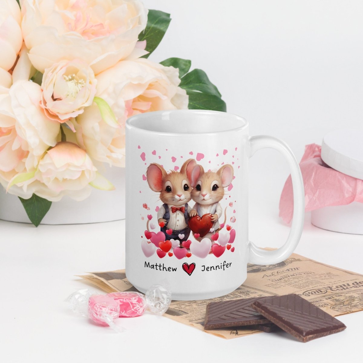 Personalized Lovers Mug Custom Valentines Day Mouse Couple Mug Gift for Couple Gift Idea for Him and Her Cute Custom Name Anniversary Gift - Everything Pixel