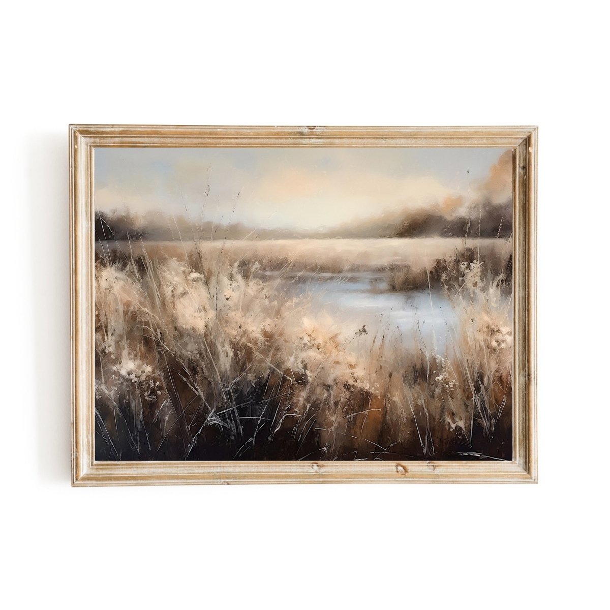 Pond and Reed Landscape Wall Art Meadow Print - Everything Pixel