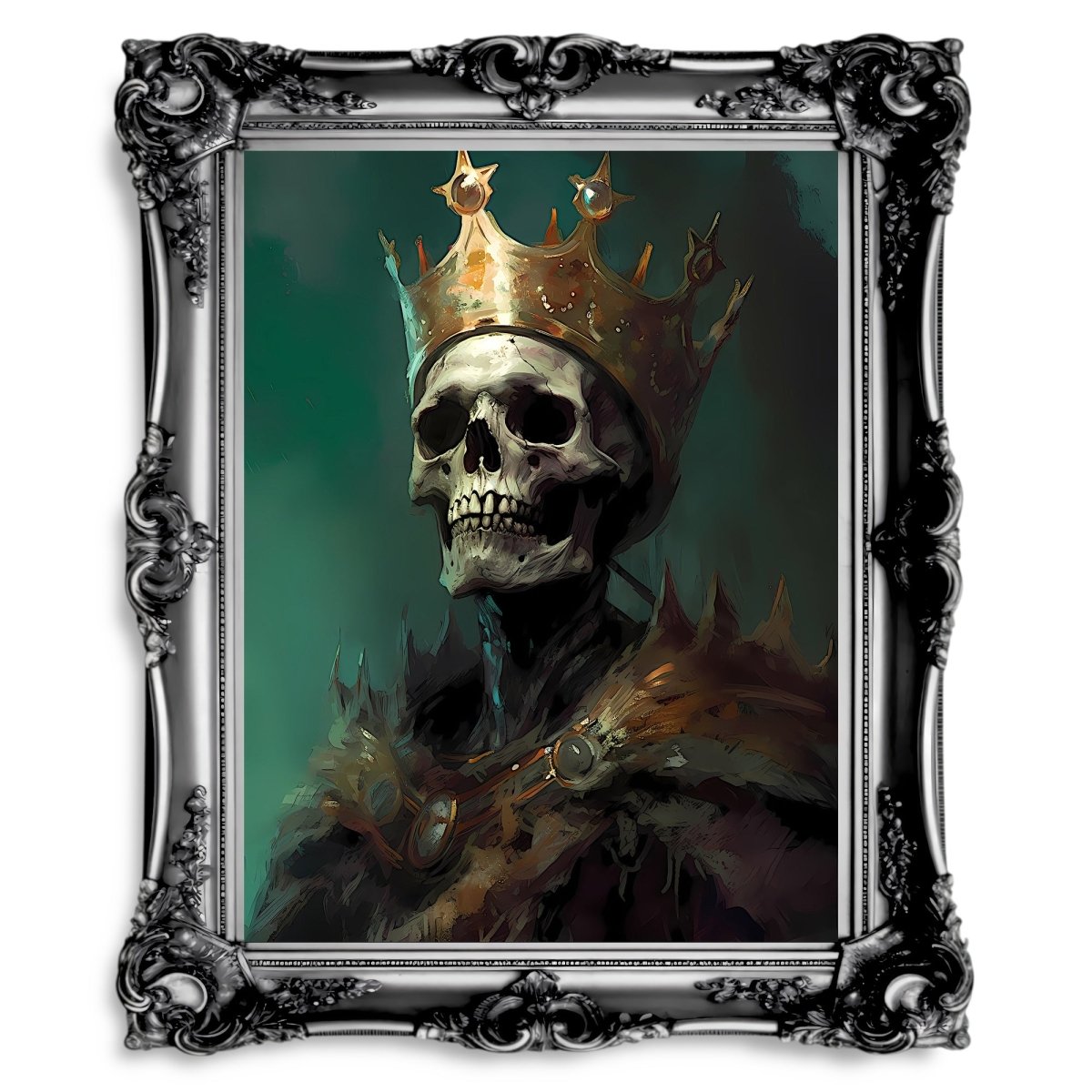 Proud Dead King Dark Academia Skull Wall Art Skull with Crown - Everything Pixel