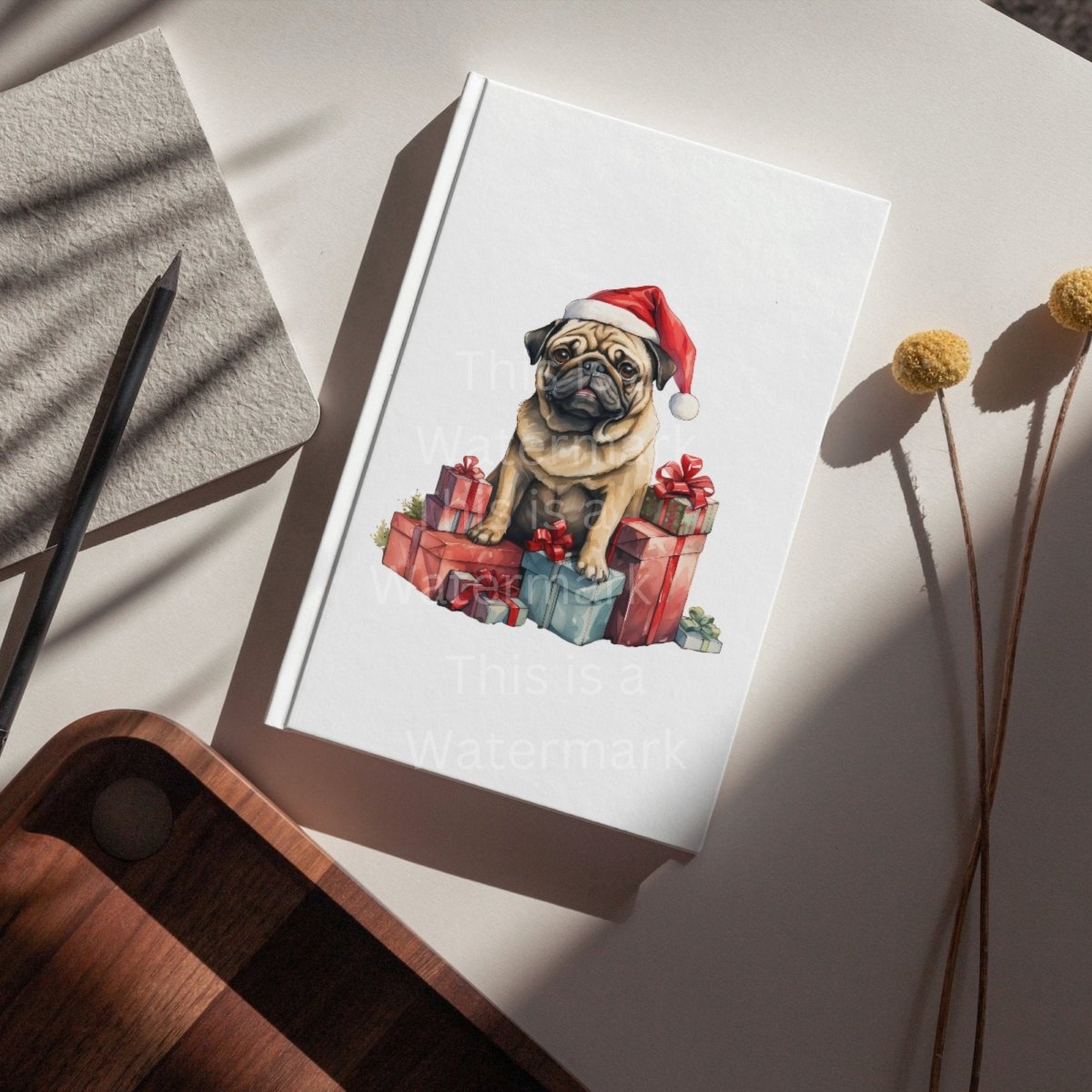 Pug with Christmas Gifts 7+7 PNG Clip Art Bundle Festive Decoration Digital Crafts Design Holiday Graphic Clipart Dog with Santa Hat - Everything Pixel