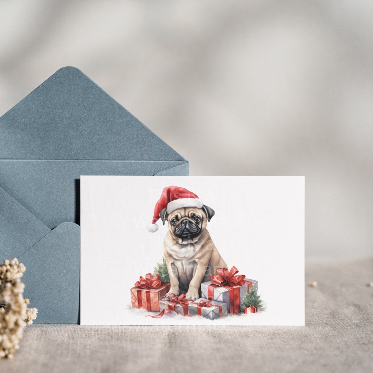 Pug with Christmas Gifts 7+7 PNG Clip Art Bundle Festive Decoration Digital Crafts Design Holiday Graphic Clipart Dog with Santa Hat - Everything Pixel
