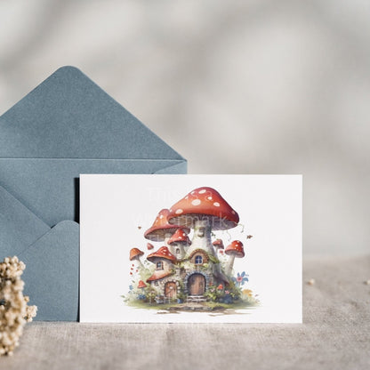 Red Mushroom House 6x PNG Clip Art Bundle Fairy Core Design Card Making Paper Crafting Children Book Clipart Fantasy Novel Graphics - Everything Pixel