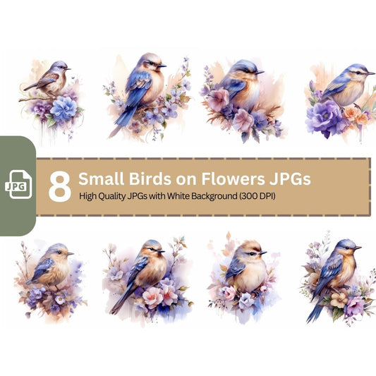 Robin Bird with Flowers Clipart 8 High Quality JPG Nursery Art - Everything Pixel