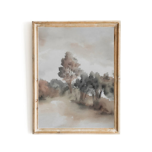 Rustic neutral landscape painting vintage watercolor painting with muted colors - Everything Pixel