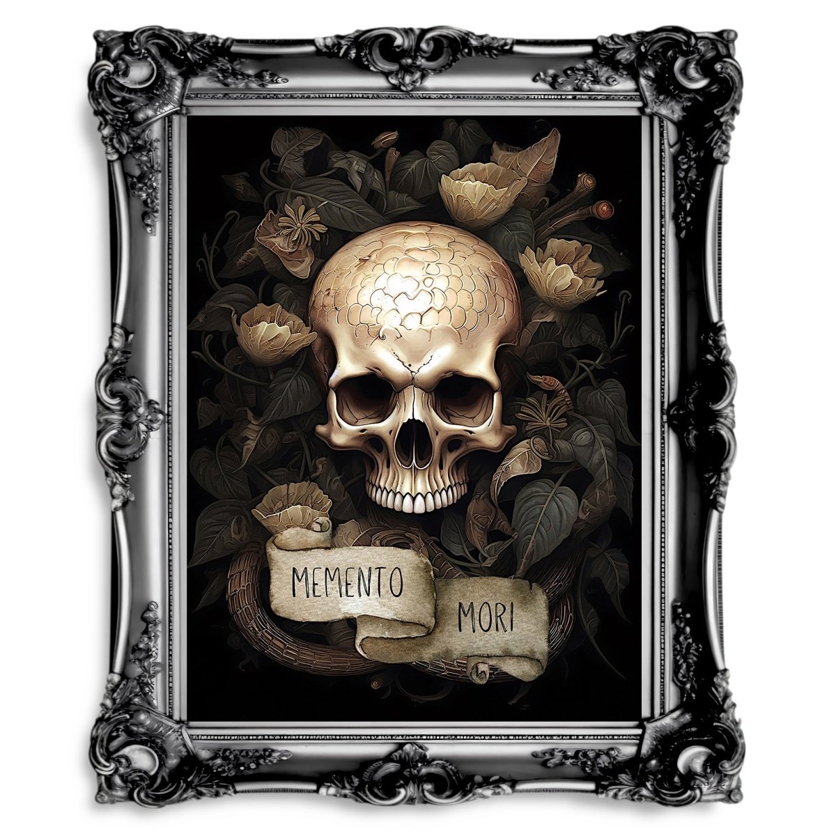 Skull Portrait Memento Mori Dark Cottagecore Vintage Mystical Skull - Everything Pixel
