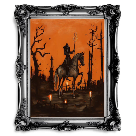 Sleepy Hollow Vintage Halloween Oil Painting Witchy Decor - Paper Poster Print - Everything Pixel