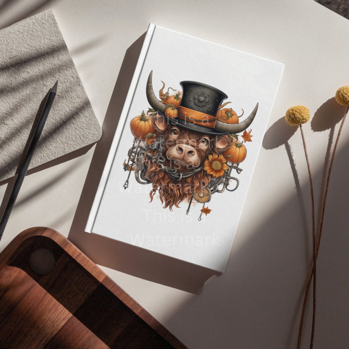 Steam Punk Highland Cow Clipart 7+7 PNG JPG Halloween Bundle Invitation Card Graphic Paper Crafting Spooky Autumn Highland Cow Sticker - Everything Pixel