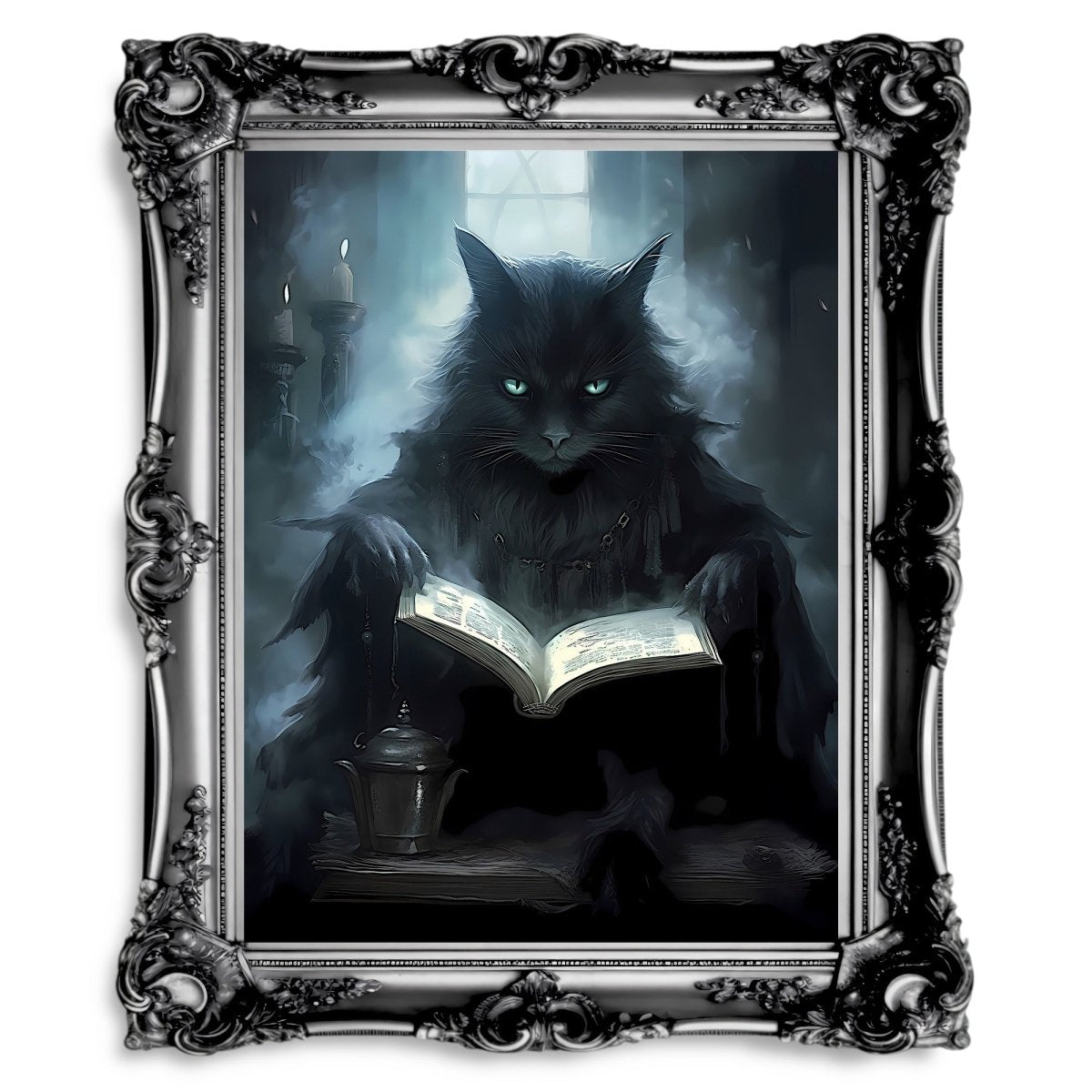 Vampire Cat Wizard Fantasy Wall Decor Whimsigoth - Paper Poster Print - Everything Pixel