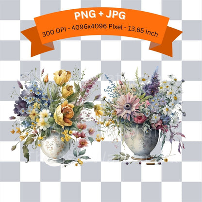 Vase with Flowers 6+6 PNG Bundle for Sublimation & Clipart - Everything Pixel