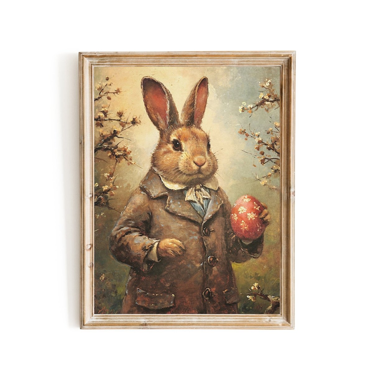 Victorian Easter Bunny with Egg - Vintage Wall Art Print - Everything Pixel