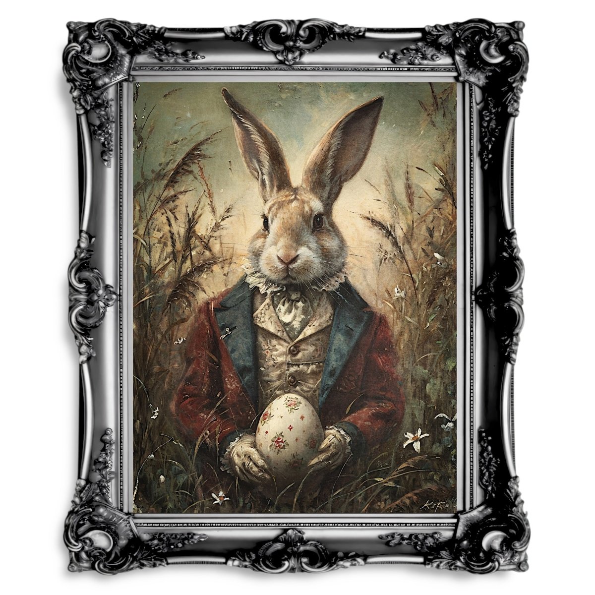 Victorian Easter Rabbit Gothic Wall Art - Vintage Print - Everything Pixel