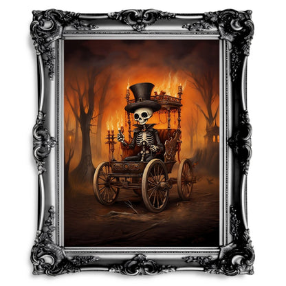 Victorian Fire Rider Halloween Wall Art Vintage Oil Painting Spooky Decor - Paper Poster Print - Everything Pixel