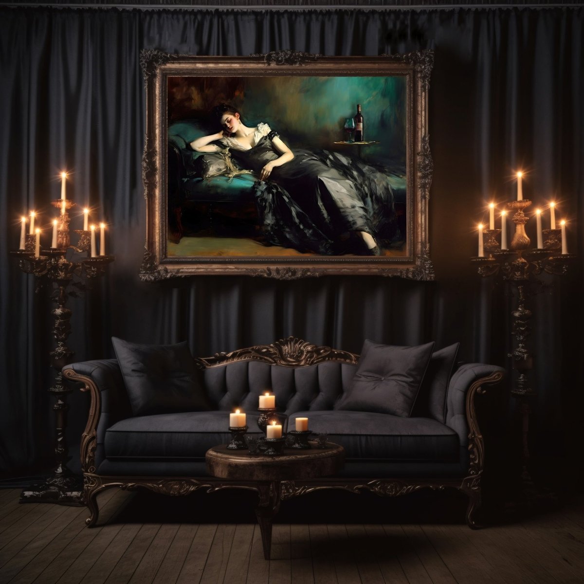 Victorian Woman Sleeping Wall Art Dark Academia Gothic Dark Cottagecore Poster - Everything Pixel