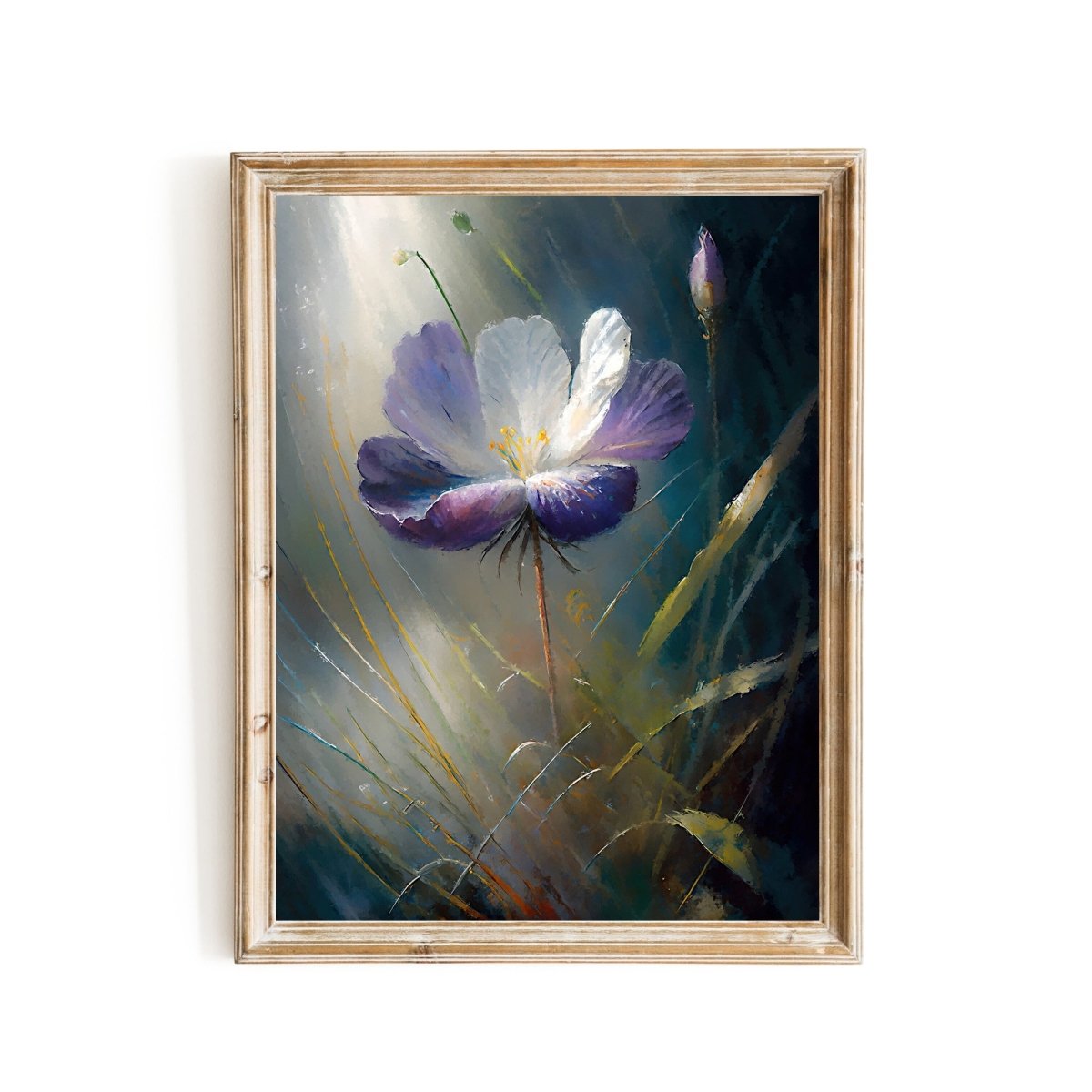Vintage Floral Crocus Oil Painting Spring Wildflower Print - Everything Pixel