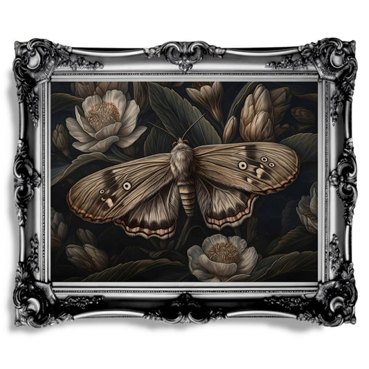 Vintage Moth Oil Painting Wall Art Dark Academia Dark Cottagecore Goblincore - Everything Pixel