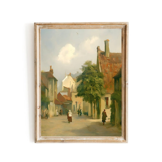 Vintage Town Life Old City Prints in Pastel Colors Impressionistic Art - Everything Pixel