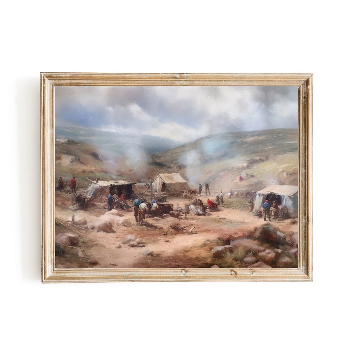Vintage Wild West Wall Art Small Settler Camp in the Frontier, Pioneer days - Everything Pixel