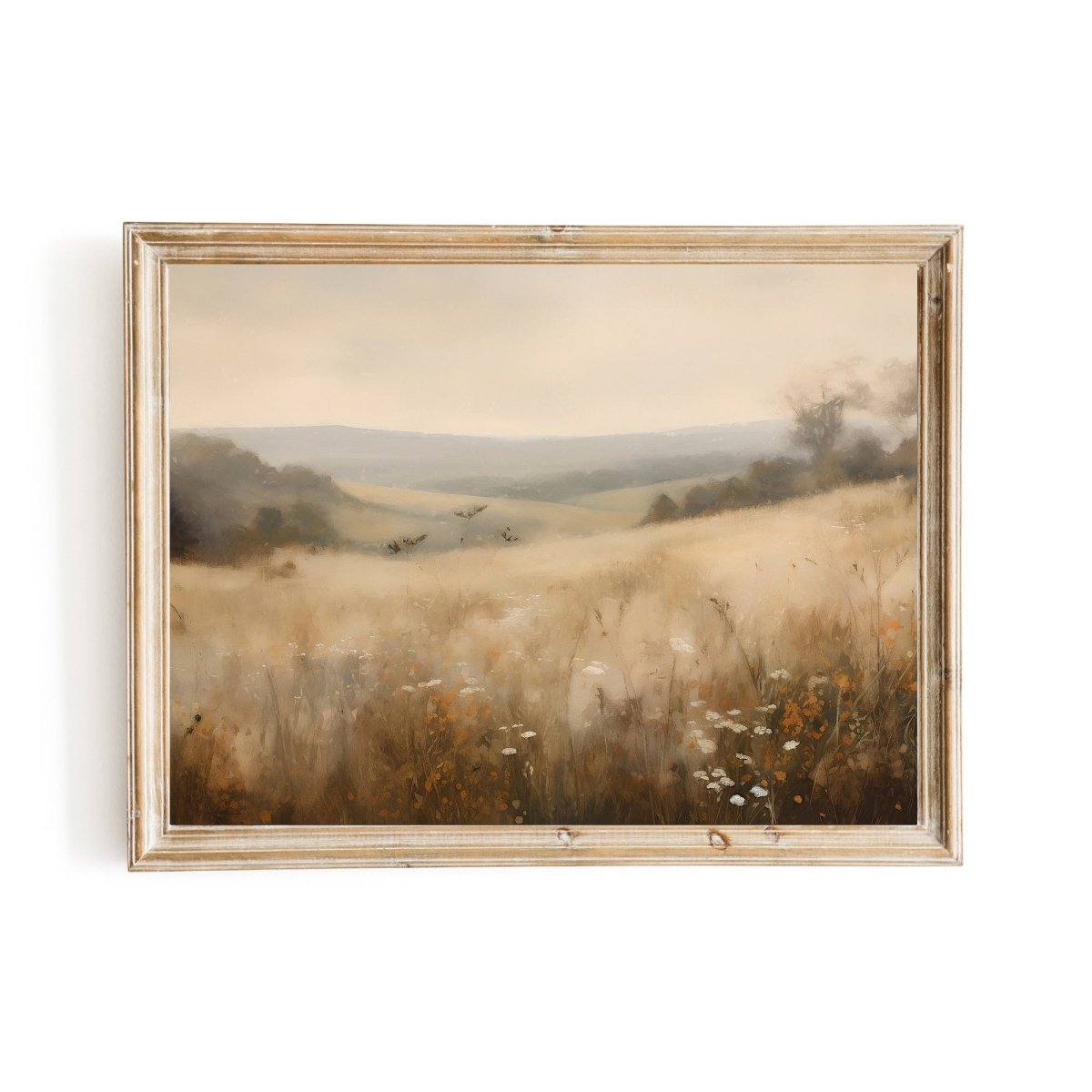 Vintage Wildflower Meadow Oil Painting Wall Art Rural Countryside Timeless Nature Home Decor - Everything Pixel