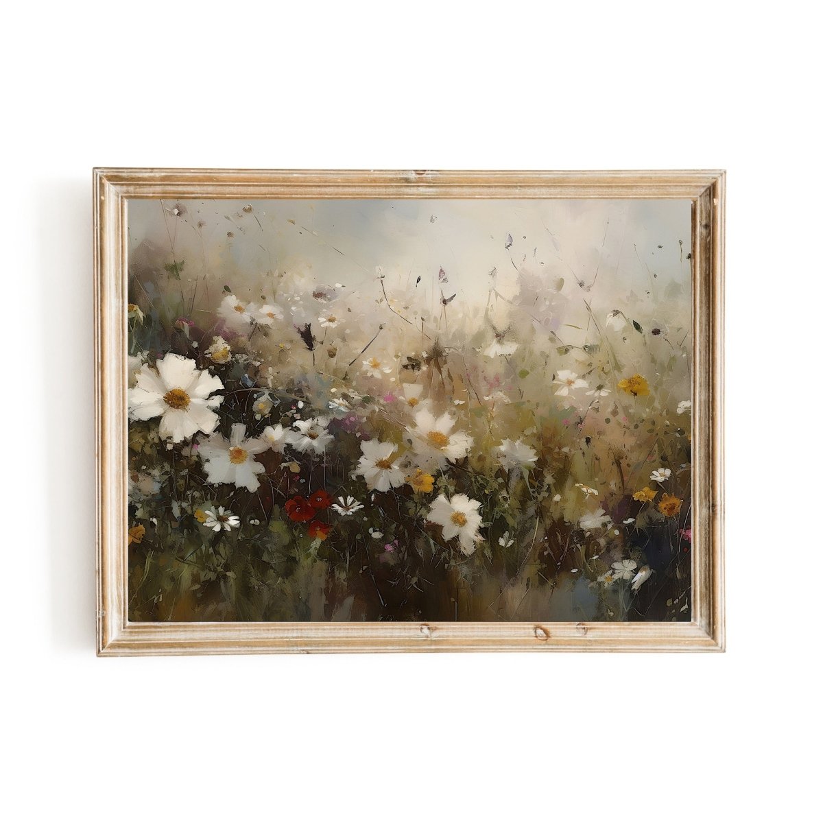 Vivid Wildflower Meadow Wall Art Modern Impressionistic Oil Painting Detailed Flower Portrait - Everything Pixel
