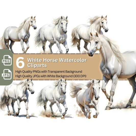 White Horse Cliparts 6+6 High Quality PNGs Animal Clipart - Everything Pixel