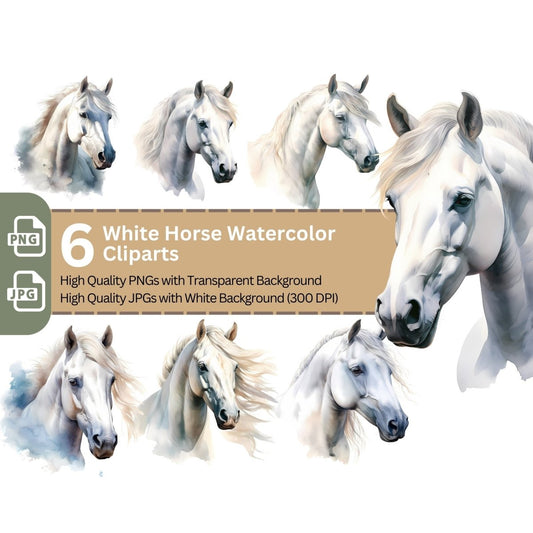 White Horse Cliparts 6+6 High Quality PNGs Animal Clipart - Everything Pixel