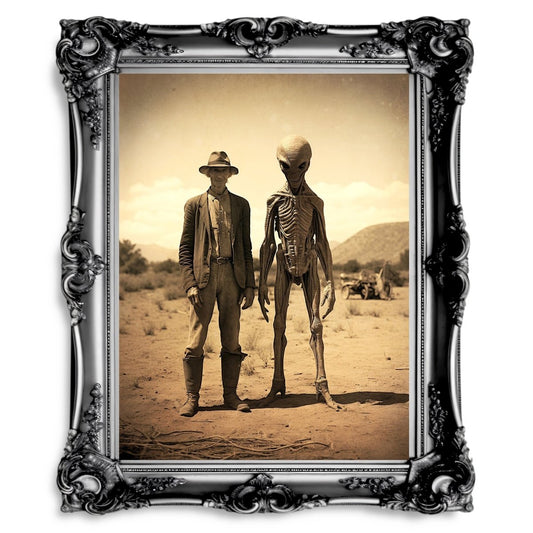 Wild West Alien Vintage Photography Extraterrestrial Decor - Paper Poster Print - Everything Pixel