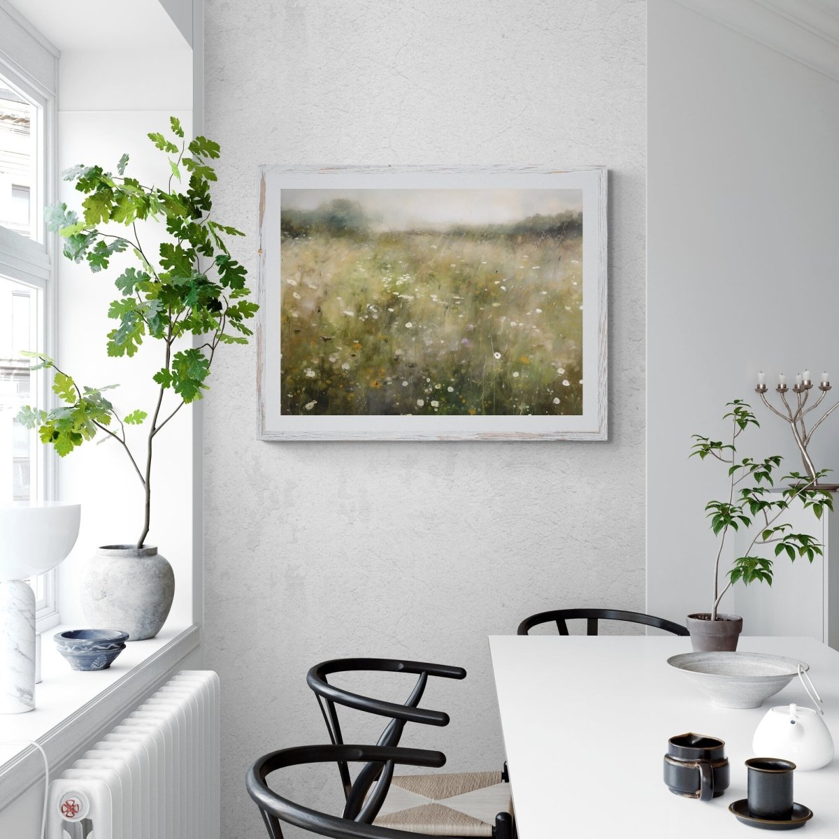 Wildflower Meadow Impressionist Wall Art Paper Poster Prints Vintage Oil Painting, Dreamy , Abstract Style, Blurred Landscape, Enchanting Nature Home Decor - Everything Pixel