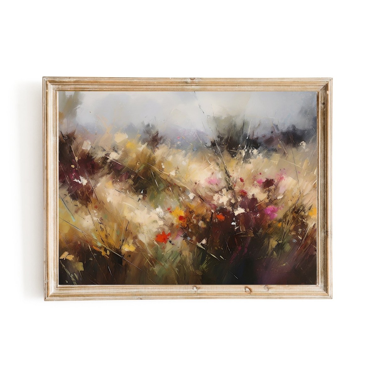 Wildflower Meadow Wall Art Abstract Modern Oil Painting - Everything Pixel