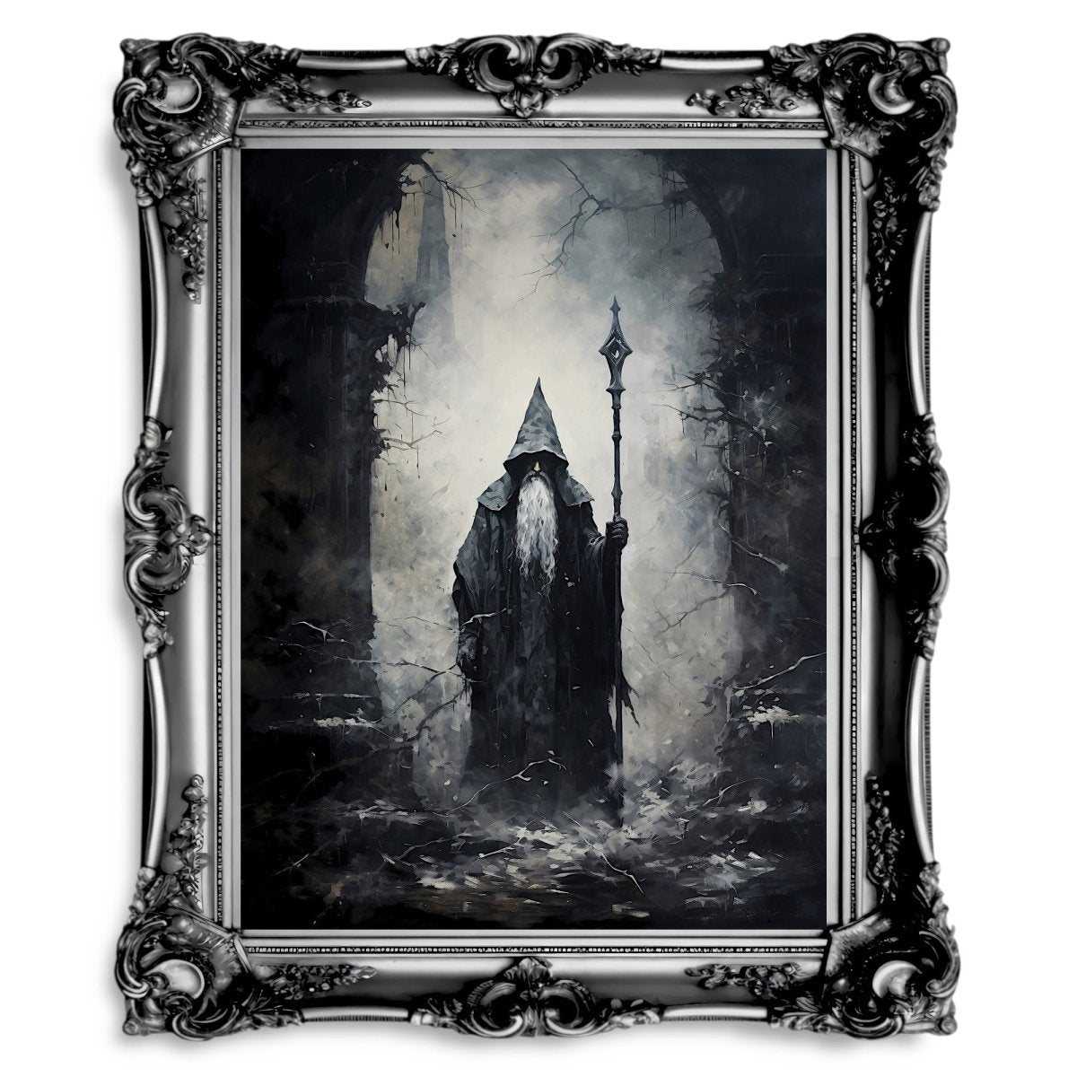 Winter Wizard Wall Art Fantasy Painting Dark Cottagecore Arcane Bewitching Gothic Poster - Everything Pixel