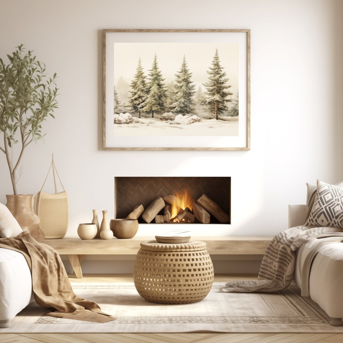 Winter Woodland Wall Art Vintage Winter Woodland Artwork Enchanting Farmhouse Christmas Print Muted Winter Wonderland Wall Art Paper Poster Print - Everything Pixel