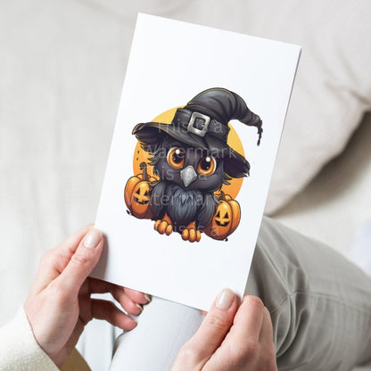 Witchy Halloween Crow 7+7 PNG Clip Art Bundle Invitation Card Design Paper Crafting Book Clipart Halloween Children Novel Graphics - Everything Pixel