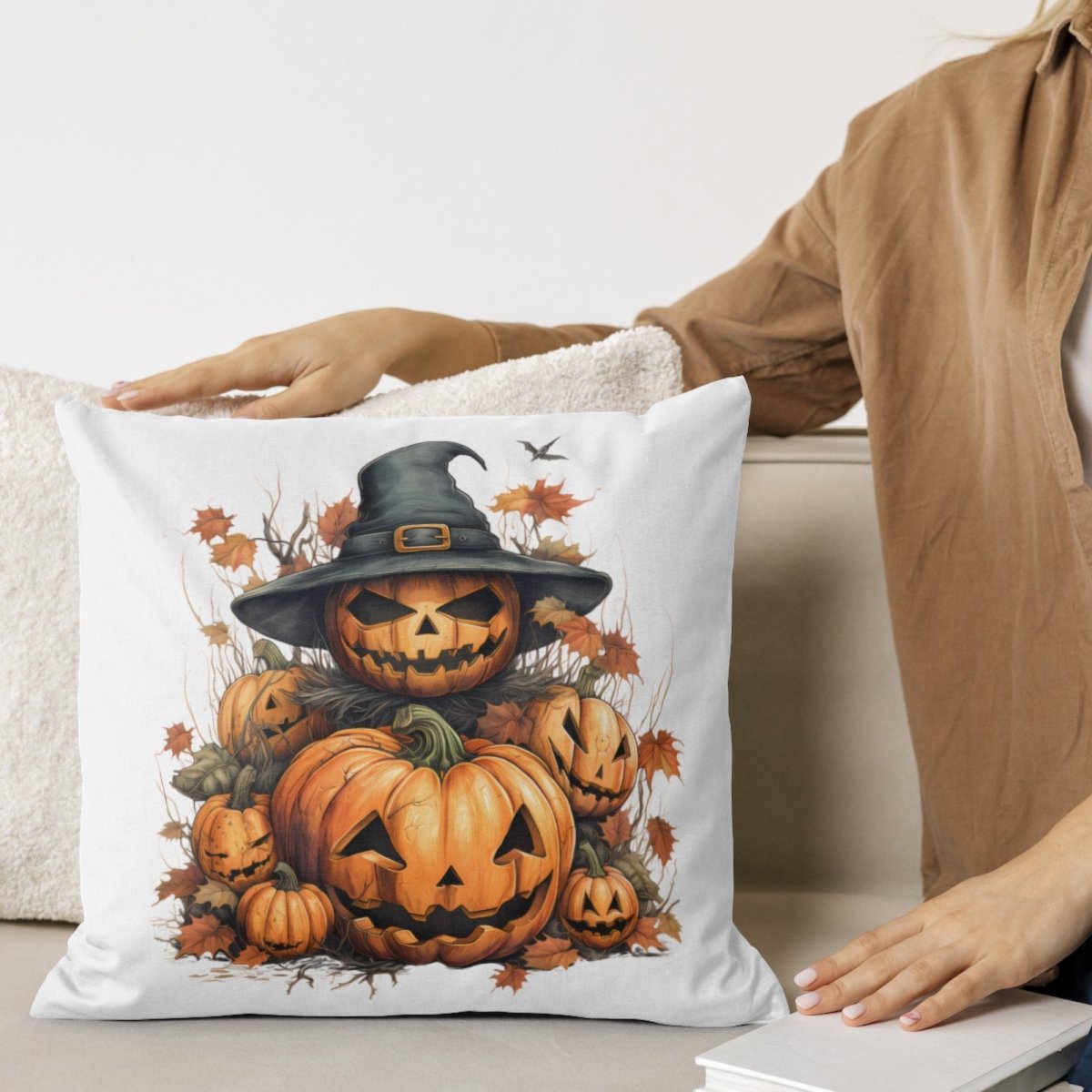 Witch top Spell on you Jackolantern Pumpkin Pillow Set