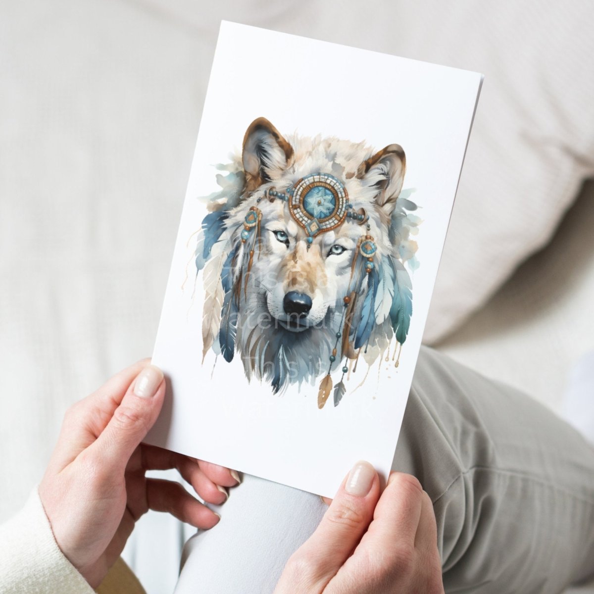 Wolf Spiritual Guide 7+7 PNG Bundle Watercolor Artwork Paper Crafting Junk Journals Nursery Wall Art T-Shirt Design Native American Graphic - Everything Pixel