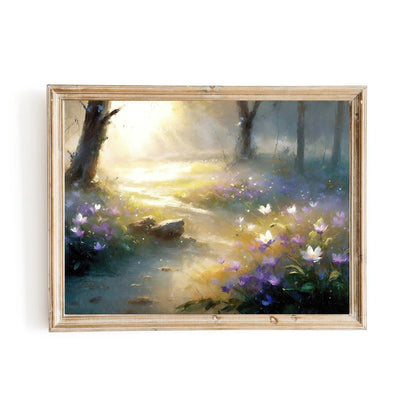 Woodland Wildflower Meadow Wall Art Vintage Oil Painting Springflower - Everything Pixel