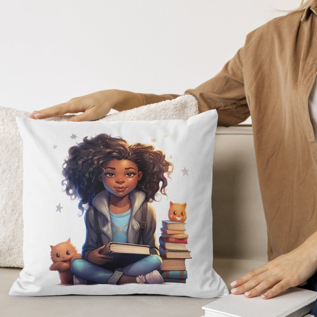 Young Black Woman Bookworm PNG Clip Art Bundle for Book Lovers Sublimation Tumbler Card Making T-Shirt Stack of Books Scrapbook Design - Everything Pixel